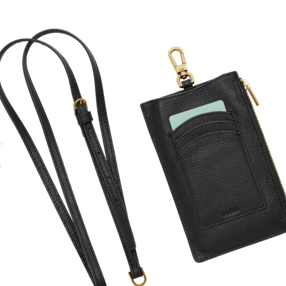 Fossil Rio Leather Phone Crossbody Bag Black - Picture 2 of 3